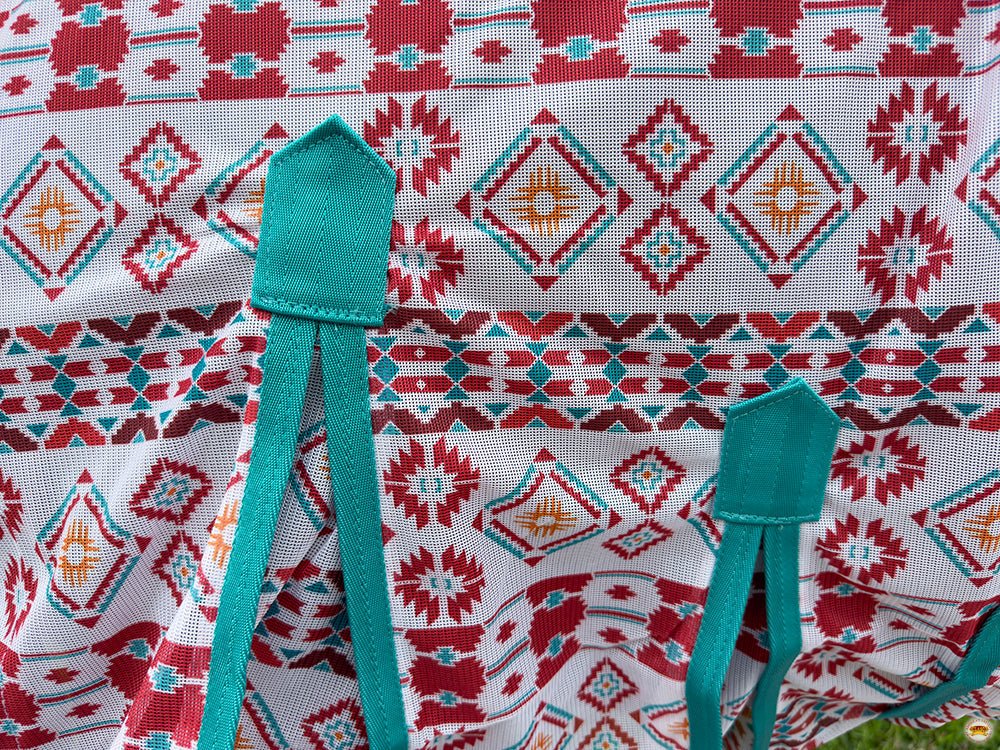 66 In - 84 In Hilason Horse Fly Sheet Uv Protect Mesh Bug Mosquito Summer White Aztec