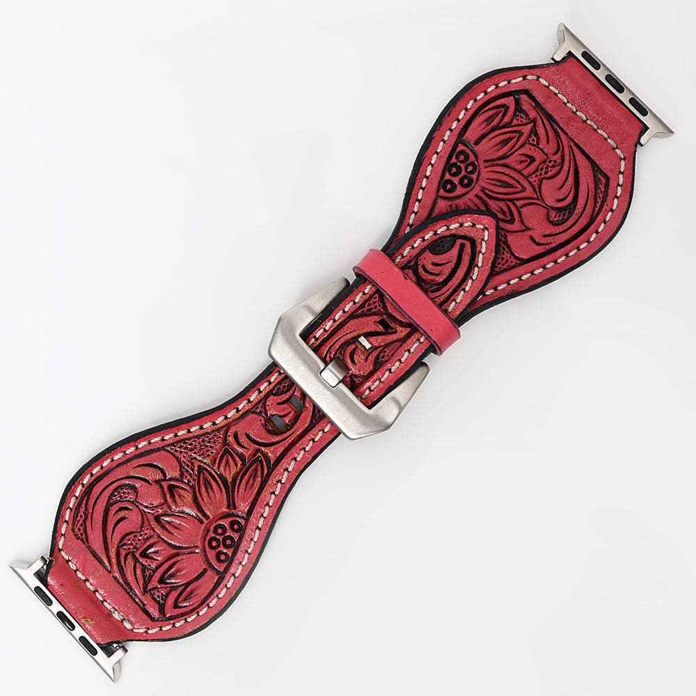 American Darling Floral Hand Tooled I watch Men Women Genuine Leather Strap
