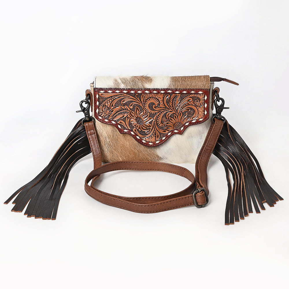 American Darling Adbg1050A Envelope Hand Tooled Hair-On Genuine Leather Women Bag Western Handbag Purse