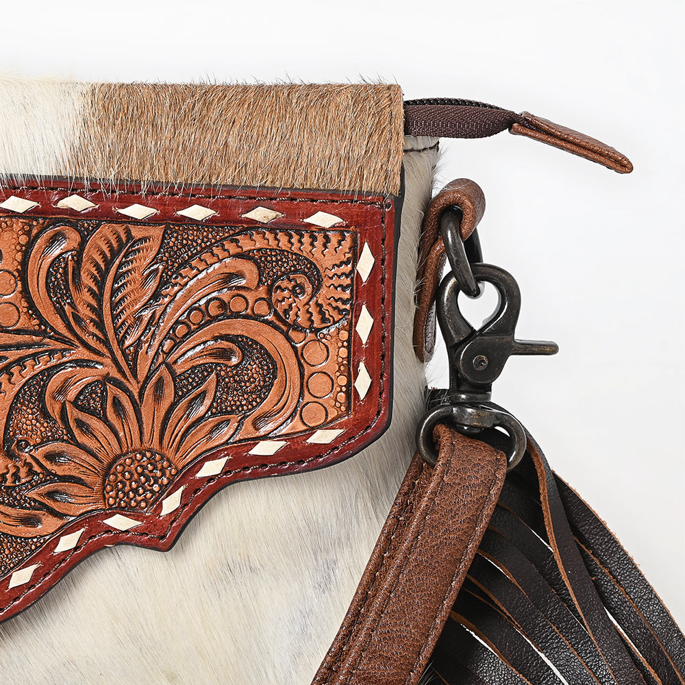 American Darling Adbg1050A Envelope Hand Tooled Hair-On Genuine Leather Women Bag Western Handbag Purse