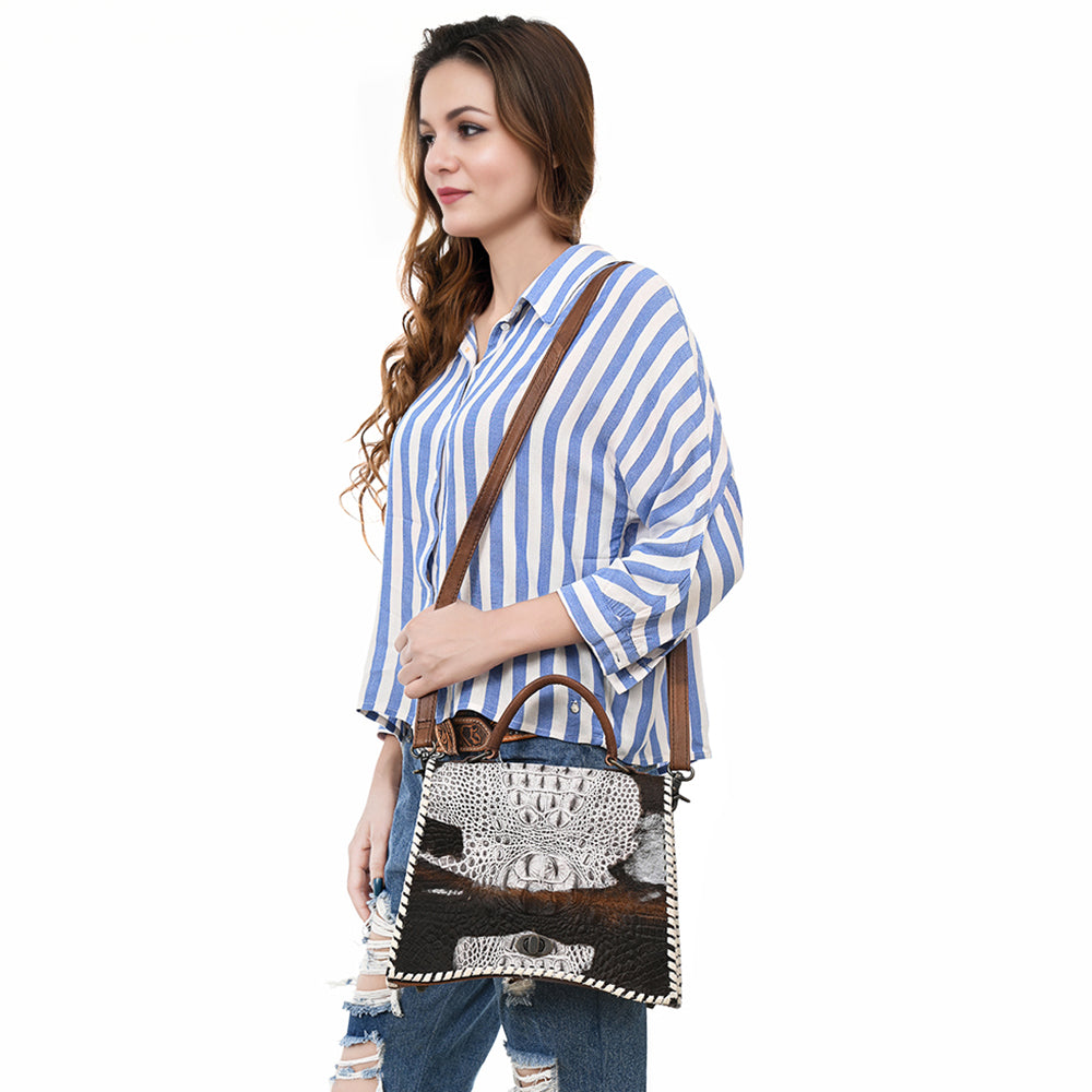 American Darling Tote Crocodile Embossed Genuine Leather Women Bag Western Handbag Purse