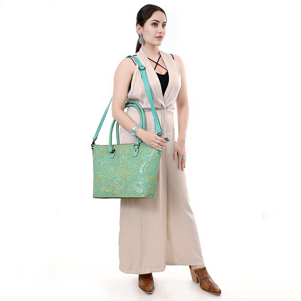 Tote Hand Tooled Genuine Western Leather Women Bag