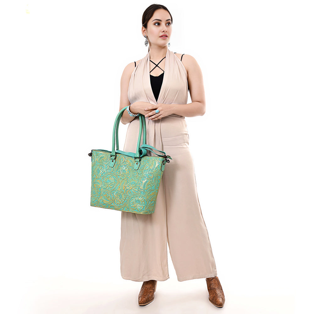 Tote Hand Tooled Genuine Western Leather Women Bag