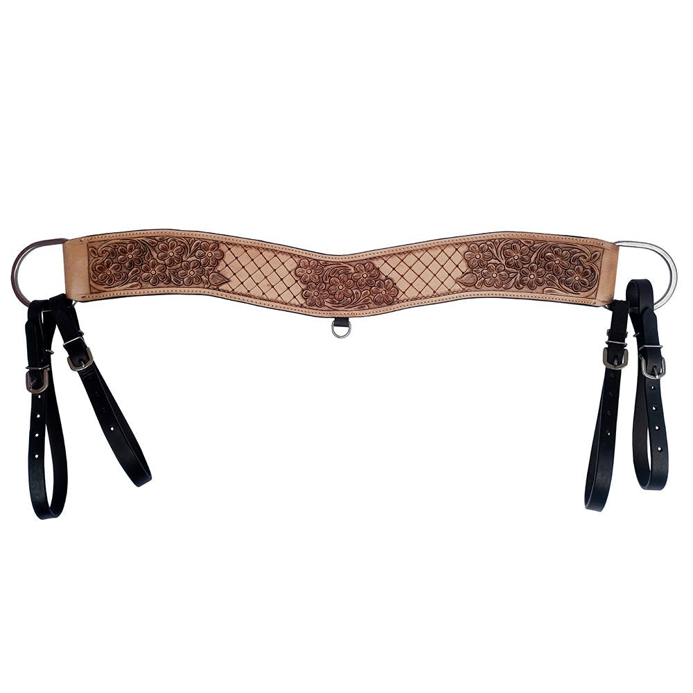 COMFYTACK Western Leather Horse Tripping Breast Collar Brown Floral Carved