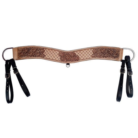 COMFYTACK Western Leather Horse Tripping Breast Collar Brown Floral Carved