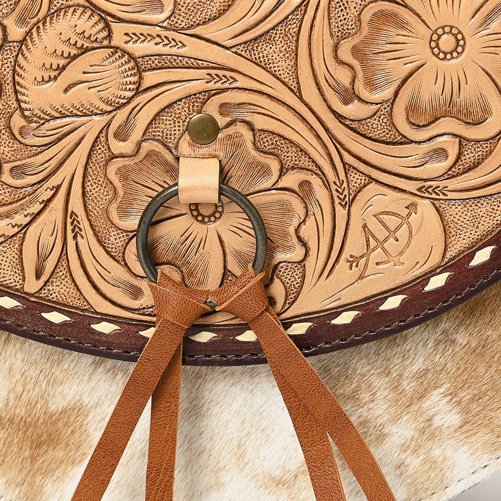 American Darling Adbg1529 Small Crossbody Hand Tooled Hair-On Genuine Leather Women Bag Western Handbag Purse