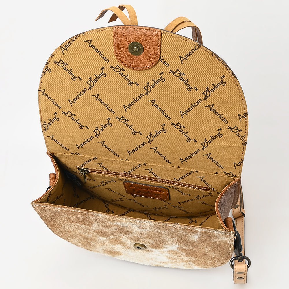 American Darling Adbg1529 Small Crossbody Hand Tooled Hair-On Genuine Leather Women Bag Western Handbag Purse