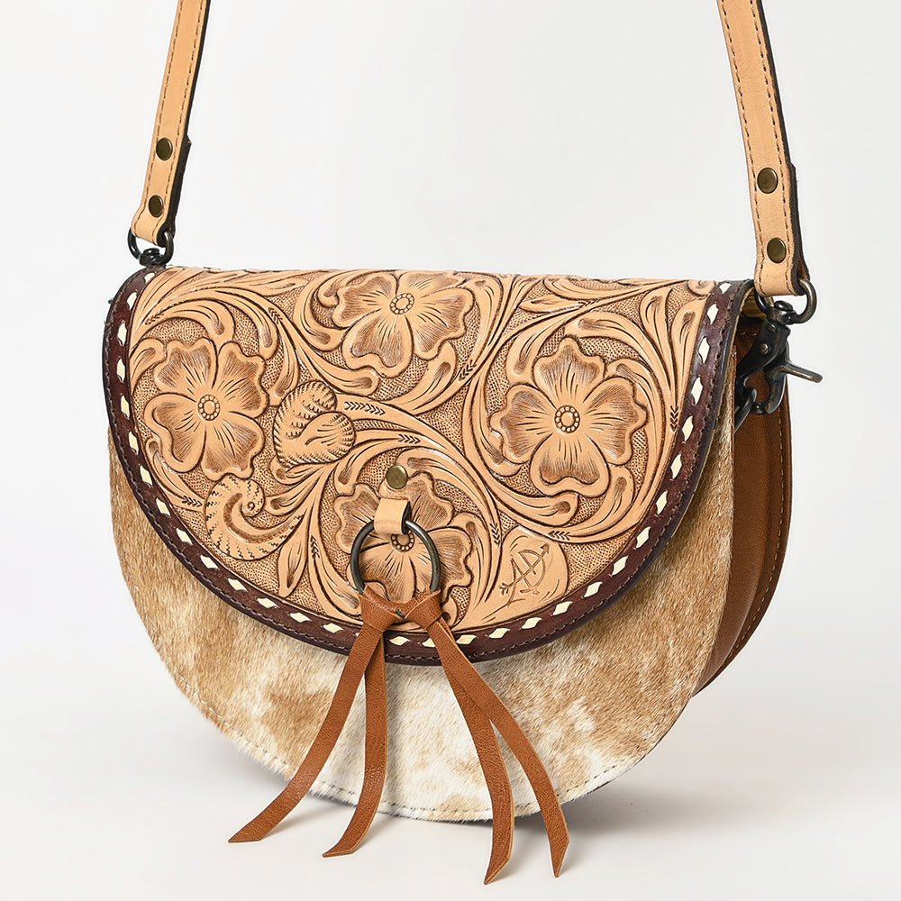American Darling Adbg1529 Small Crossbody Hand Tooled Hair-On Genuine Leather Women Bag Western Handbag Purse