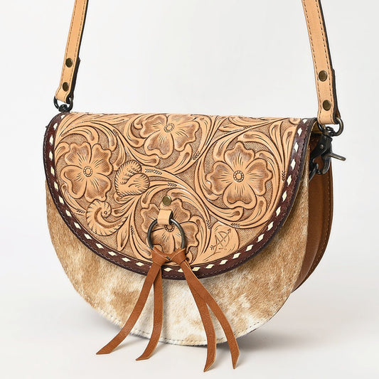 American Darling Adbg1529 Small Crossbody Hand Tooled Hair-On Genuine Leather Women Bag Western Handbag Purse