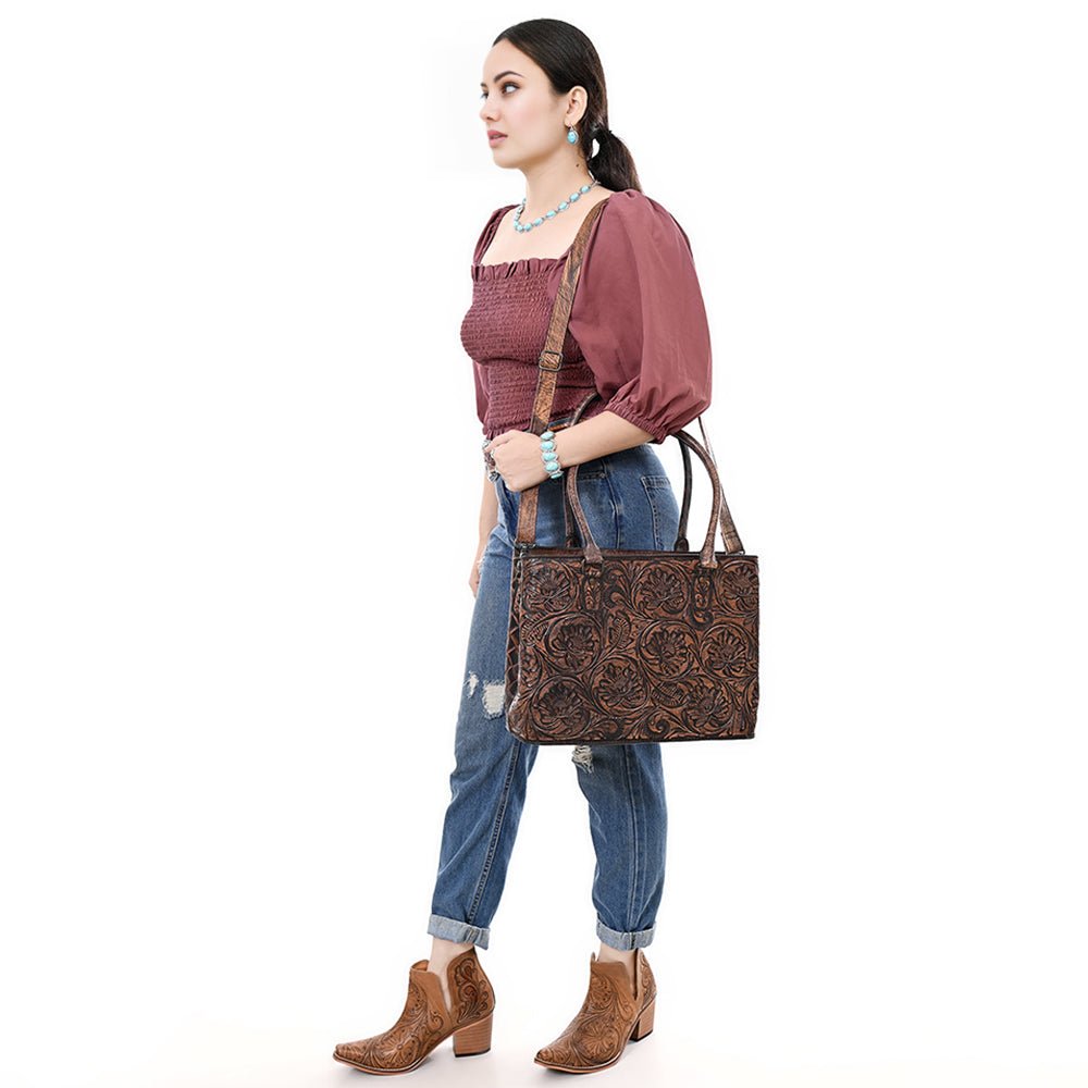 American Darling Tote Beautifully Hand Tooled  Genuine Leather women bag western handbag purse