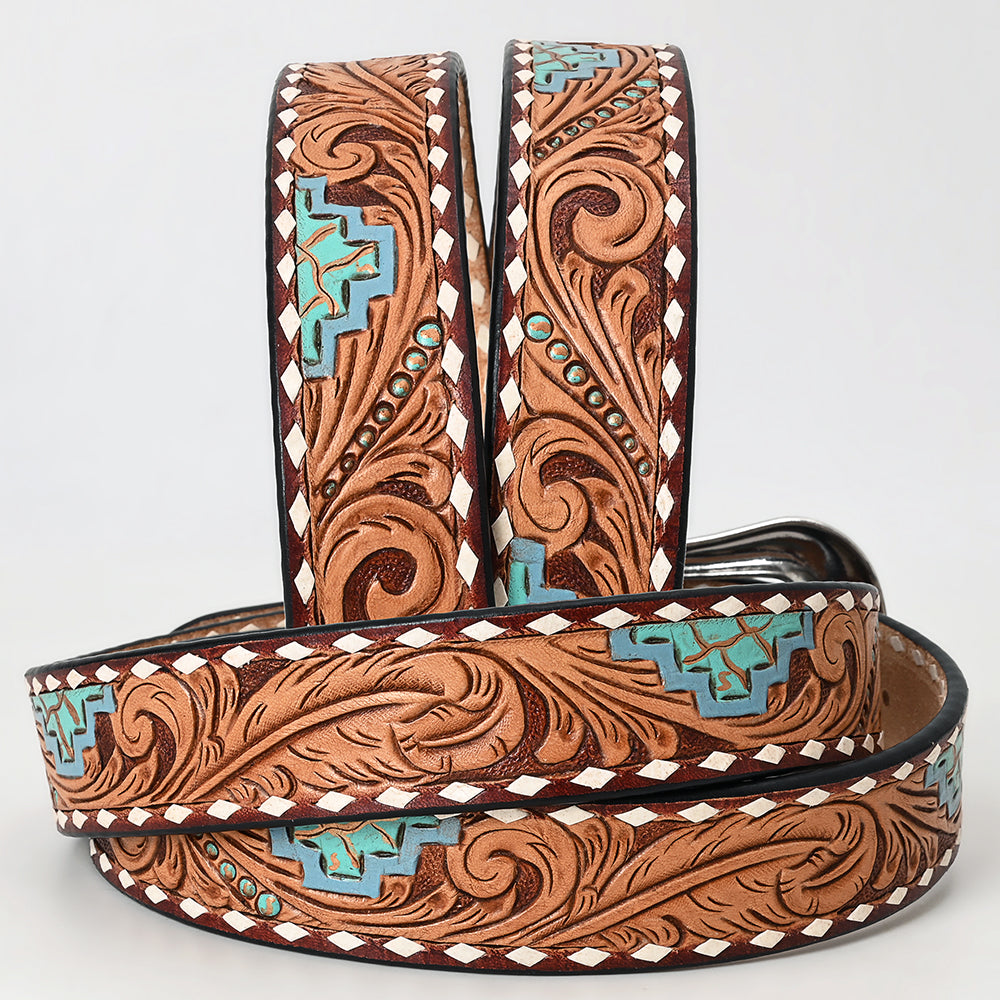 American Darling Hand Tooled Carved Unisex Genuine American Leather Belt Brown