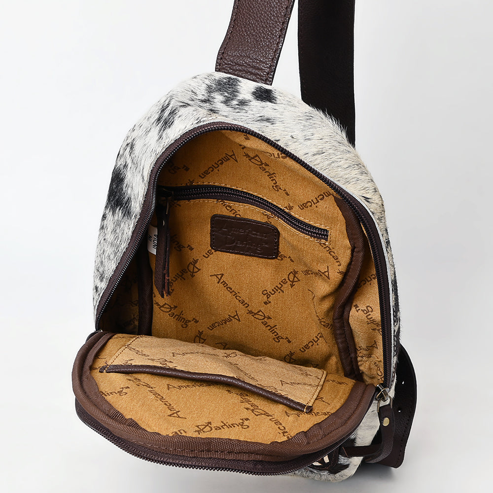 American Darling Sling Beautifully Hand Tooled Hair On Genuine Leather Women Bag Western Handbag Purse |