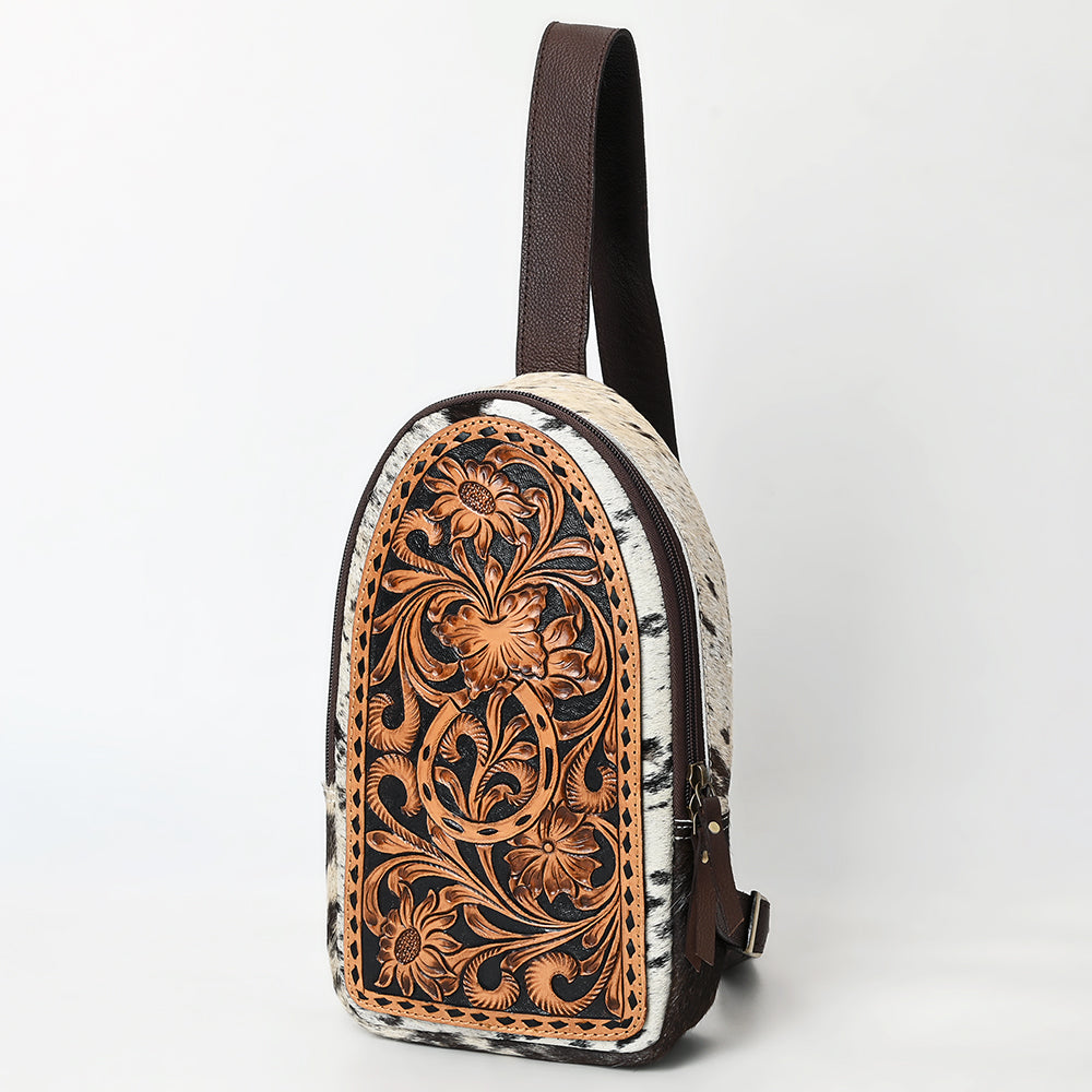 American Darling Sling Beautifully Hand Tooled Hair On Genuine Leather Women Bag Western Handbag Purse |