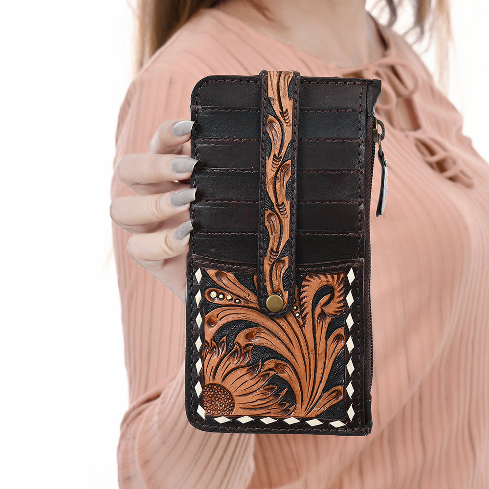 American Darling Card Holder Hand Tooled Genuine Leather Women Bag Western Handbag Purse