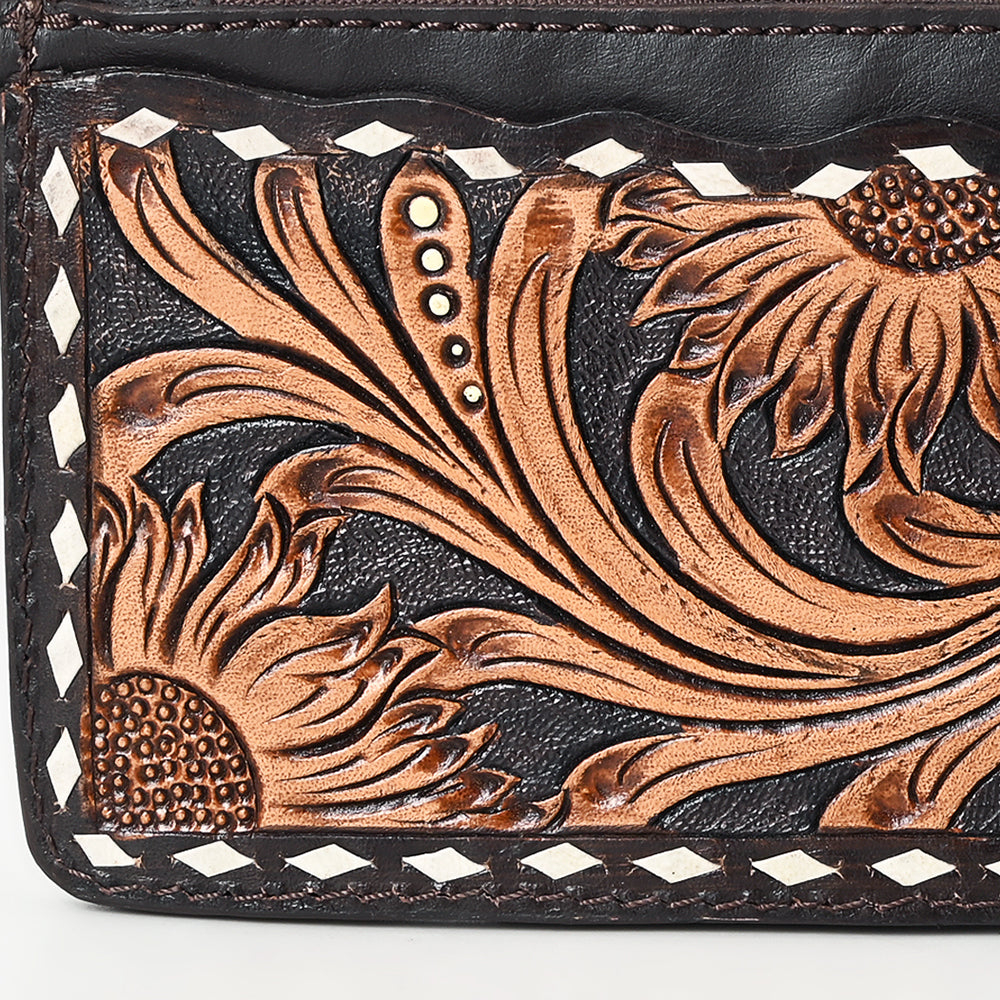 American Darling Card Holder Hand Tooled Genuine Leather Women Bag Western Handbag Purse