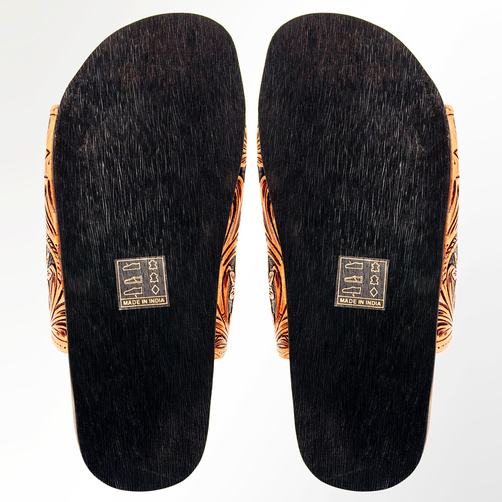 American Darling ADFTE103 Hand tooled carved genuine leather sandal footwear flip flop