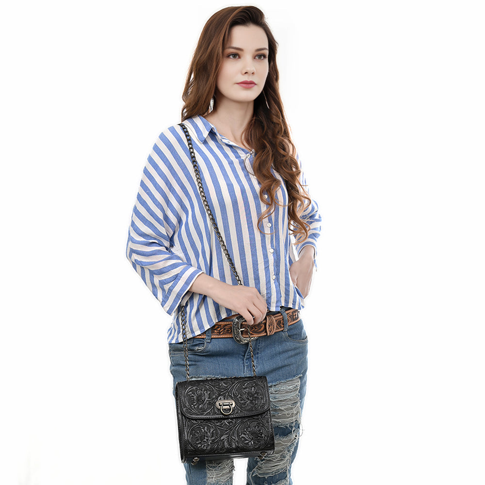 American Darling Adbg1560 Small Crossbody Hand Tooled Genuine Leather Women Bag Western Handbag Purse