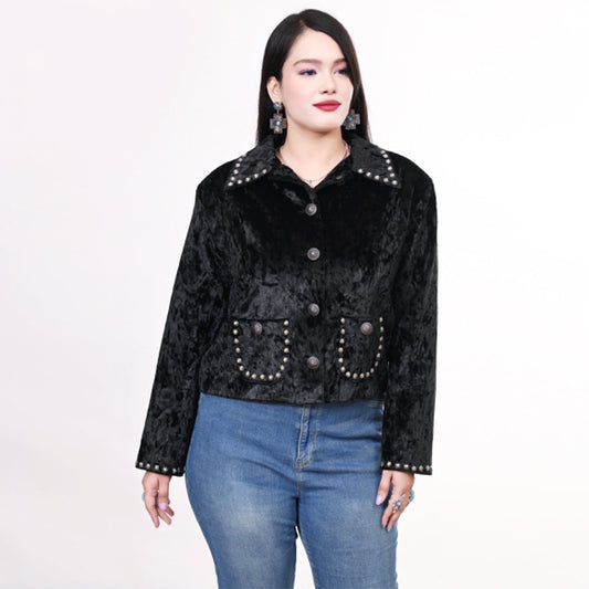 American Darling ADDR010 Velvet Women shirt dress Tunic Ladies girl Top Black