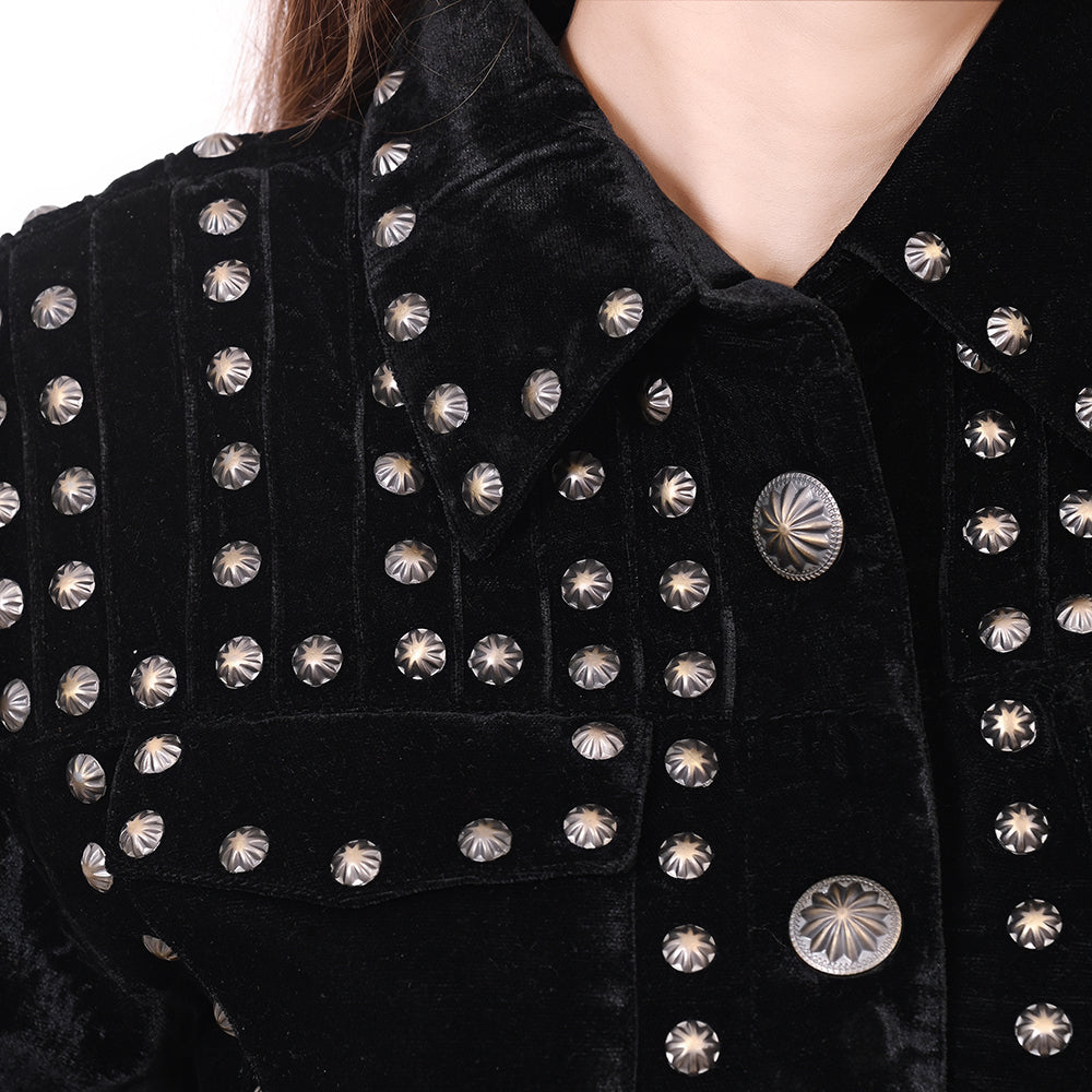 American Darling ADDR020 Denim Women shirt Jacket  Dress Tunic Ladies Girl Top Black