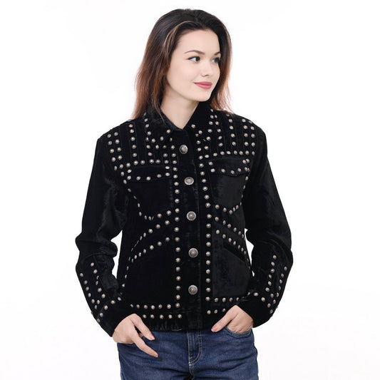 American Darling ADDR020 Denim Women shirt Jacket  Dress Tunic Ladies Girl Top Black