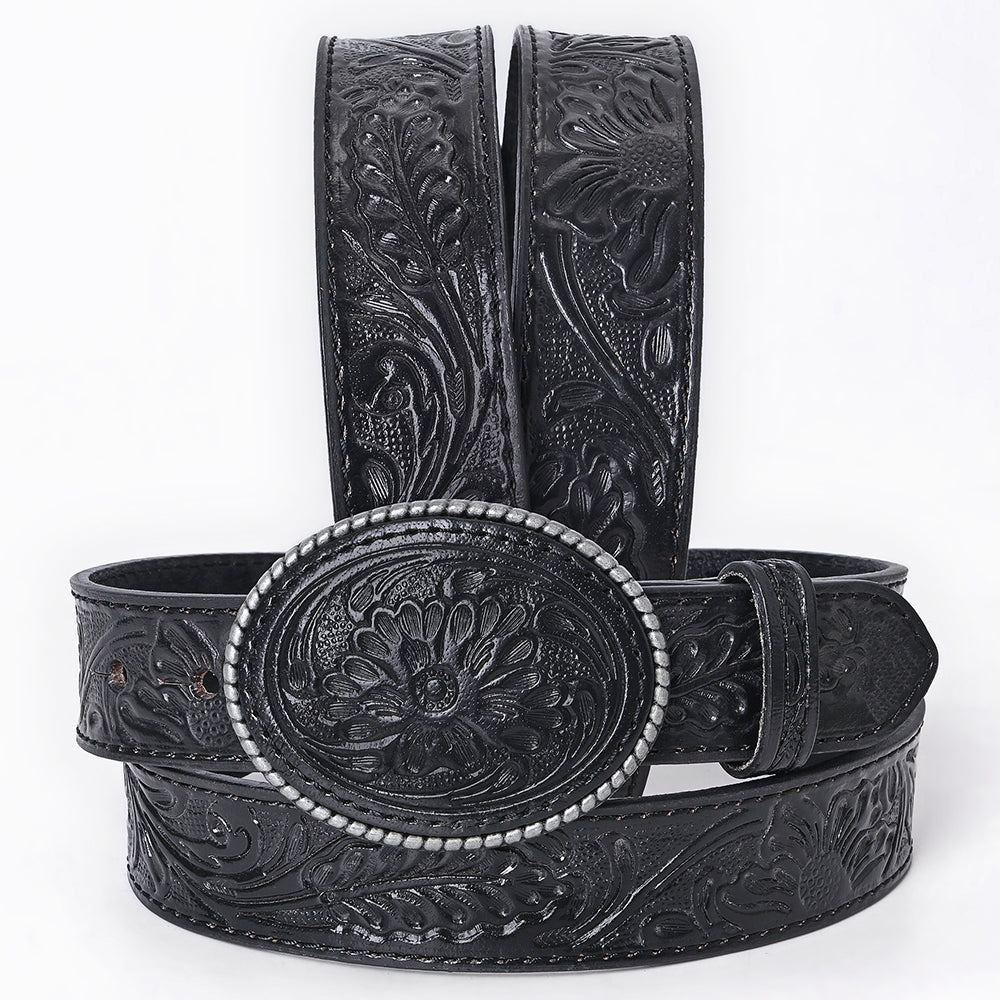 AMERICAN DARLING Beautifully Hand Tooled American Leather Unisex Belt Black