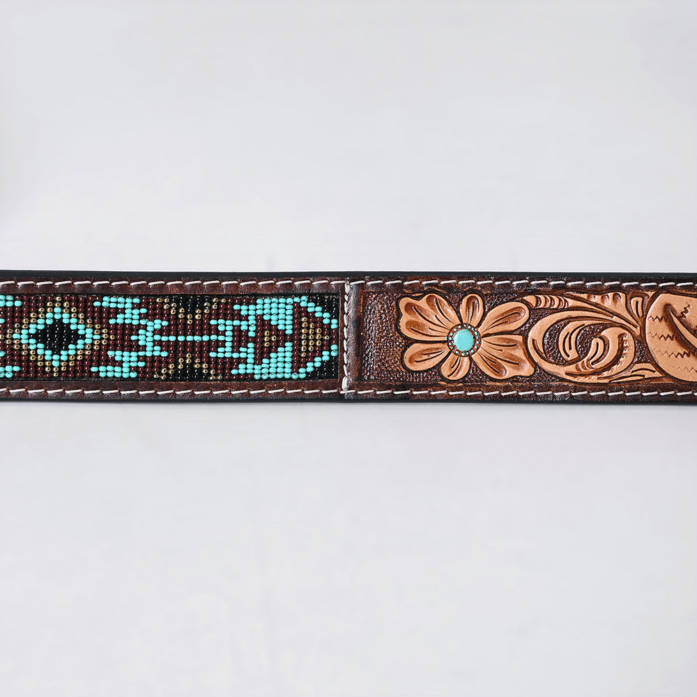 AMERICAN DARLING Beautifully Handtooled American Leather Unisex Belt Beeded