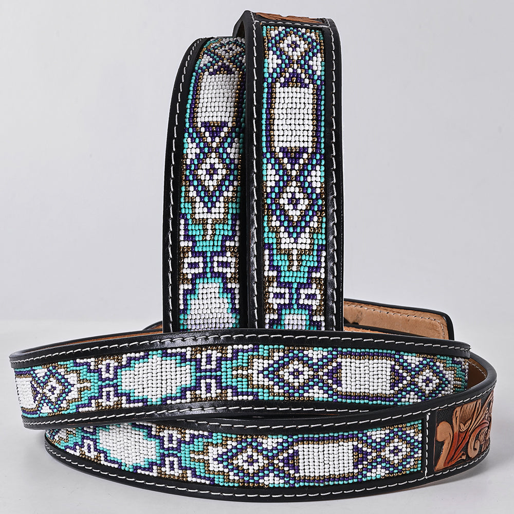 AMERICAN DARLING Beautifully Handtooled American Leather Unisex Belt Beeded