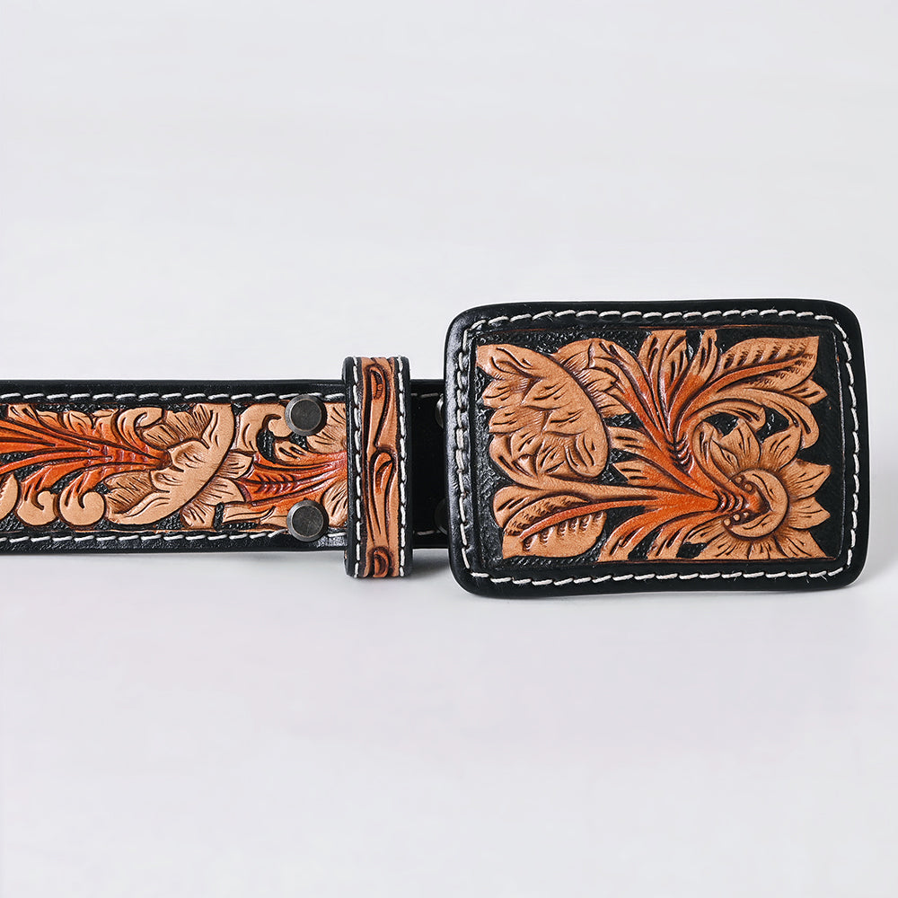 AMERICAN DARLING Beautifully Handtooled American Leather Unisex Belt Beeded