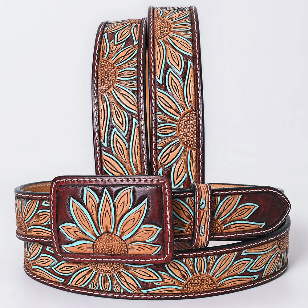 American Darling  Beautifully Hand Tooled Genuine American Leather Belt Men and  Women