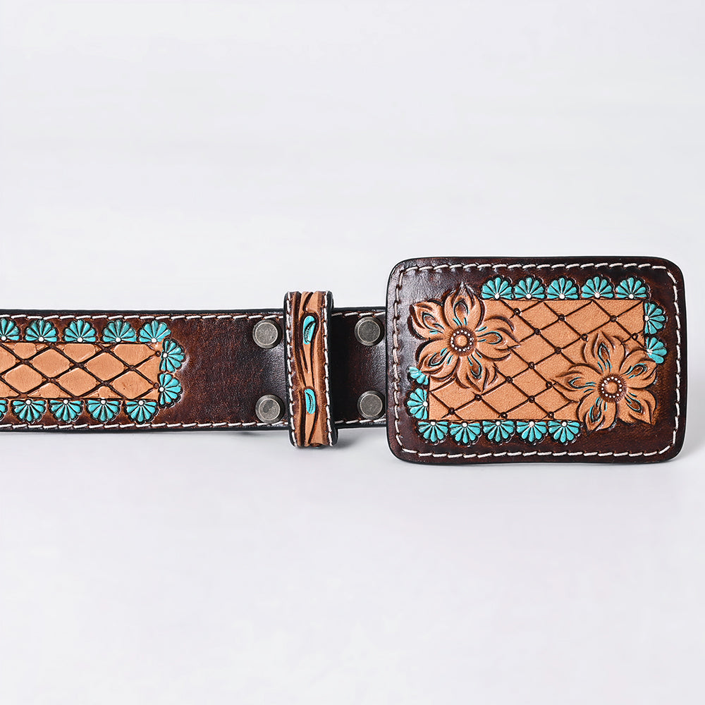 American Darling  Beautifully Hand Tooled Genuine American Leather Belt Men and  Women