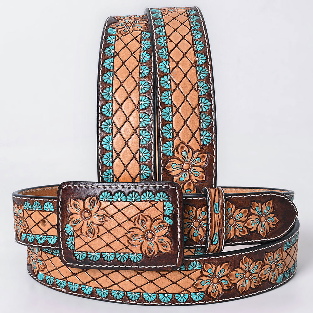 American Darling  Beautifully Hand Tooled Genuine American Leather Belt Men and  Women
