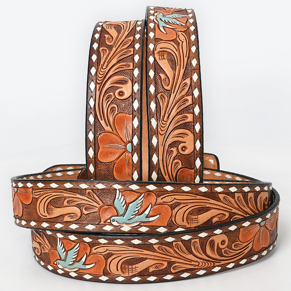 American Darling  Beautifully Hand Tooled Genuine American Leather Belt Men and  Women