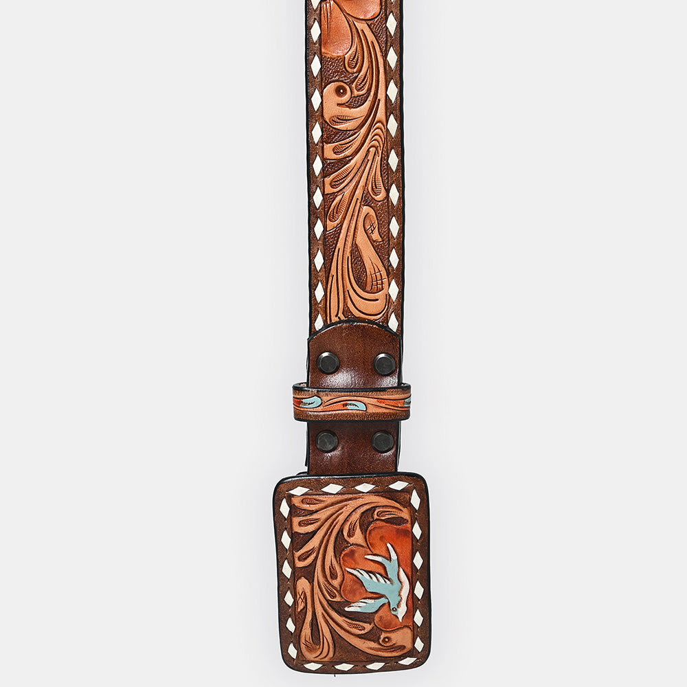 American Darling  Beautifully Hand Tooled Genuine American Leather Belt Men and  Women