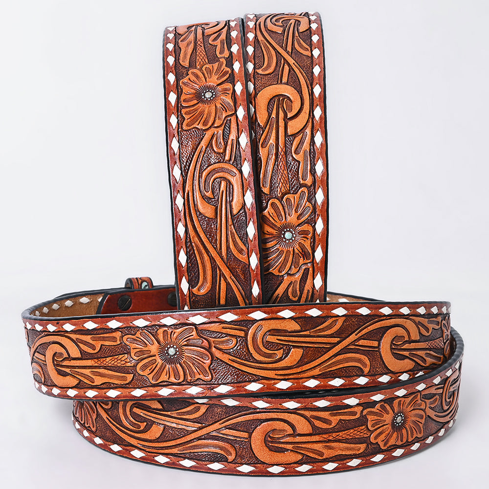 American Darling  Beautifully Hand Tooled Genuine American Leather Belt Men and  Women