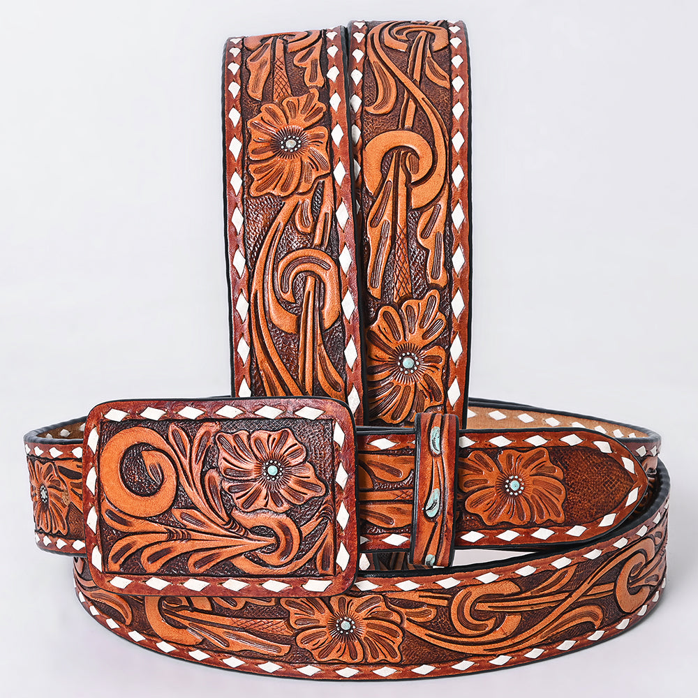 AMERICAN DARLING Beautifully Hand Tooled American Leather Unisex Belt