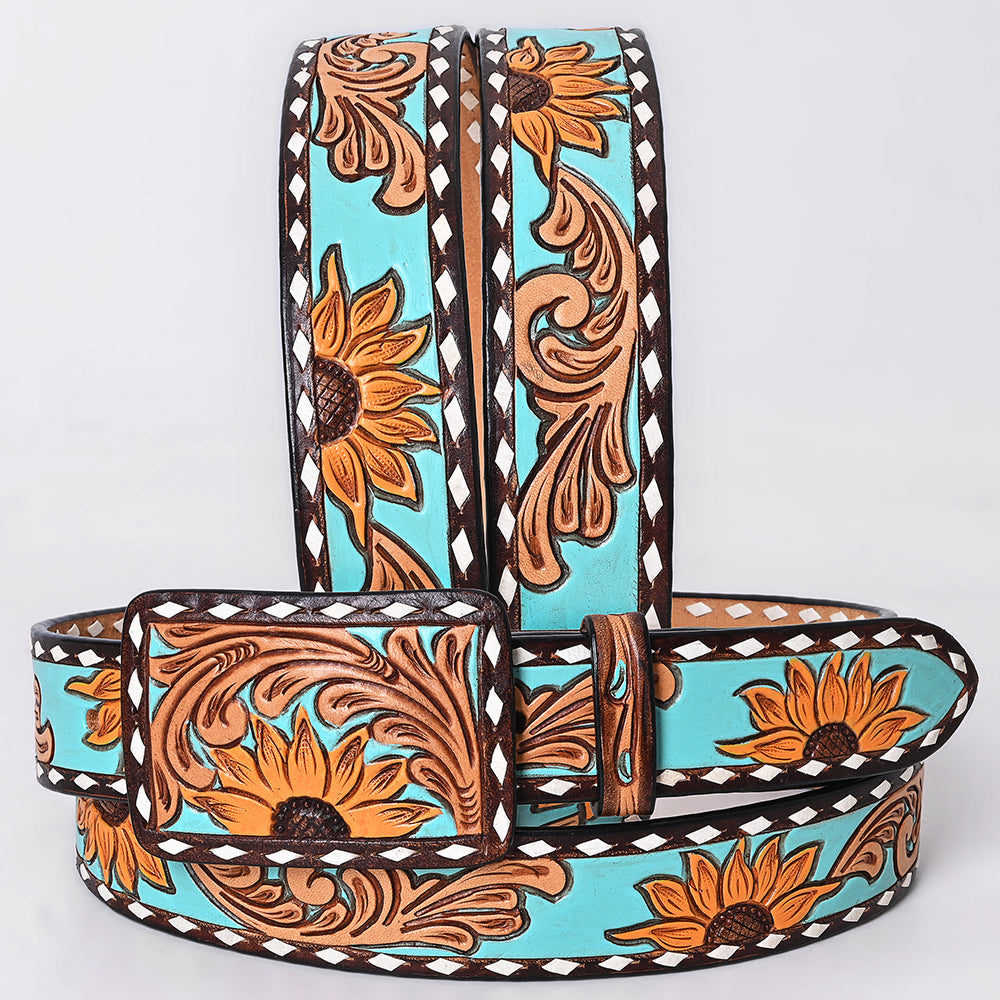 AMERICAN DARLING Beautifully Hand Tooled American Leather Unisex Belt