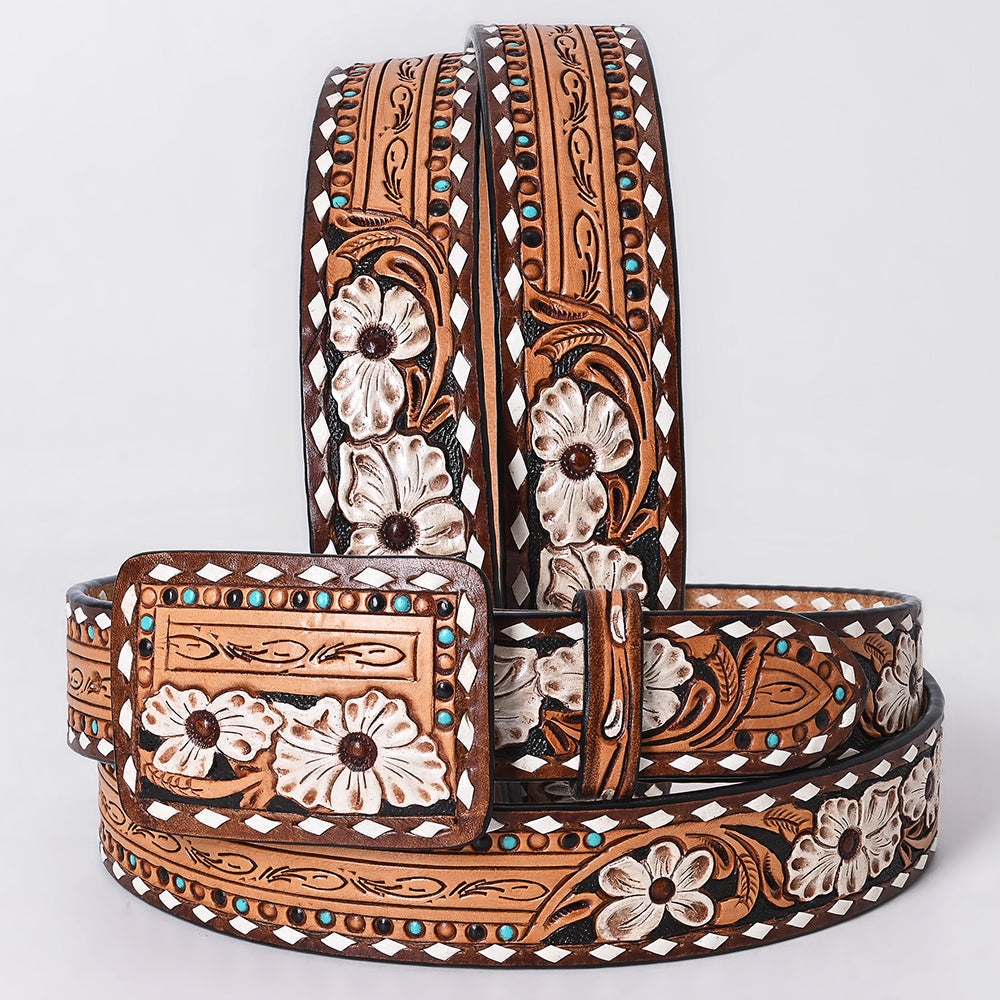 AMERICAN DARLING Beautifully Hand Tooled American Leather Unisex Belt