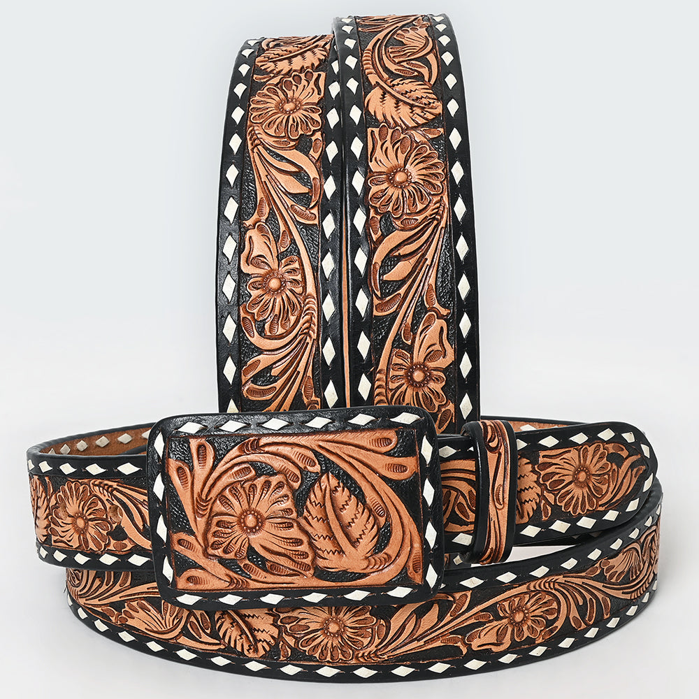 Handcrafted Full Grain Leather Belt With Hand Stitched Detailing For Everyday Wear