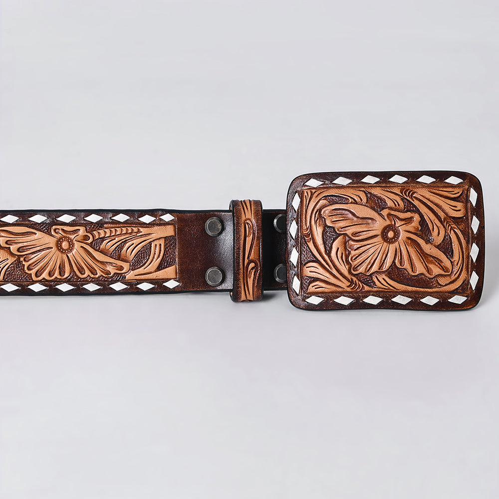 AMERICAN DARLING Beautifully Hand Tooled American Leather Unisex Belt