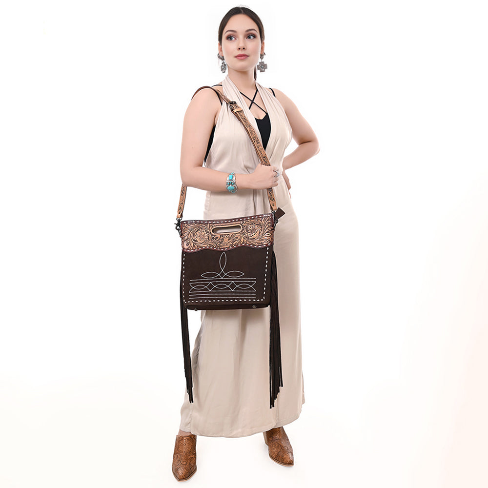 American Darling Crossbody Hand Tooled Genuine Suede Leather Women Bag Western Handbag Purse