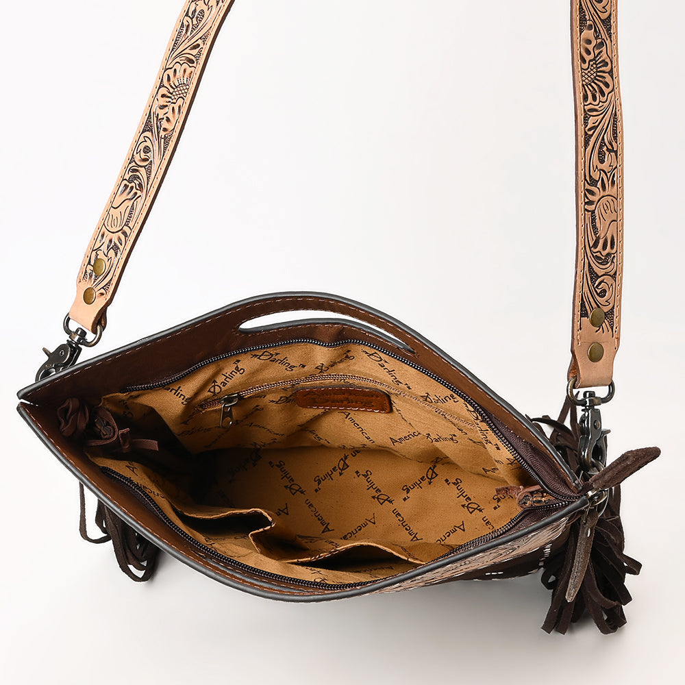 American Darling Crossbody Hand Tooled Genuine Suede Leather Women Bag Western Handbag Purse