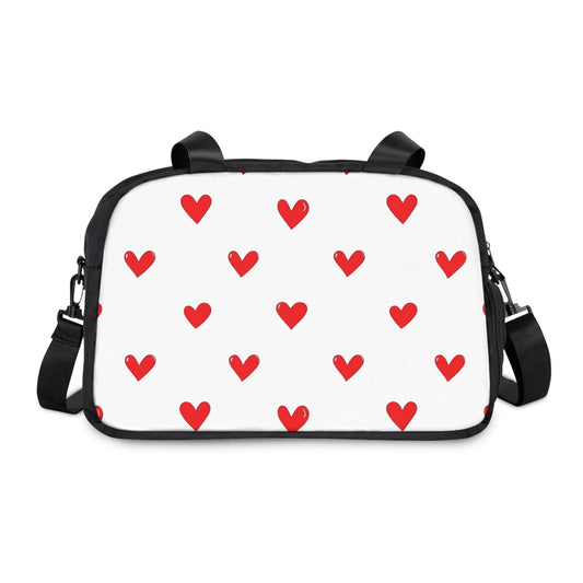 Fall in Love with Fitness Womens White Heart Print Fitness Handbag