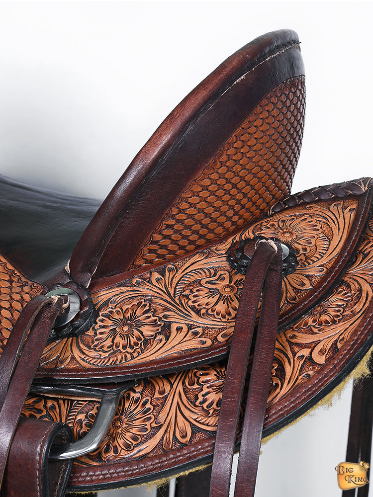 Hilason Western Horse Saddle Wade Ranch Roping American Leather Antique Brown
