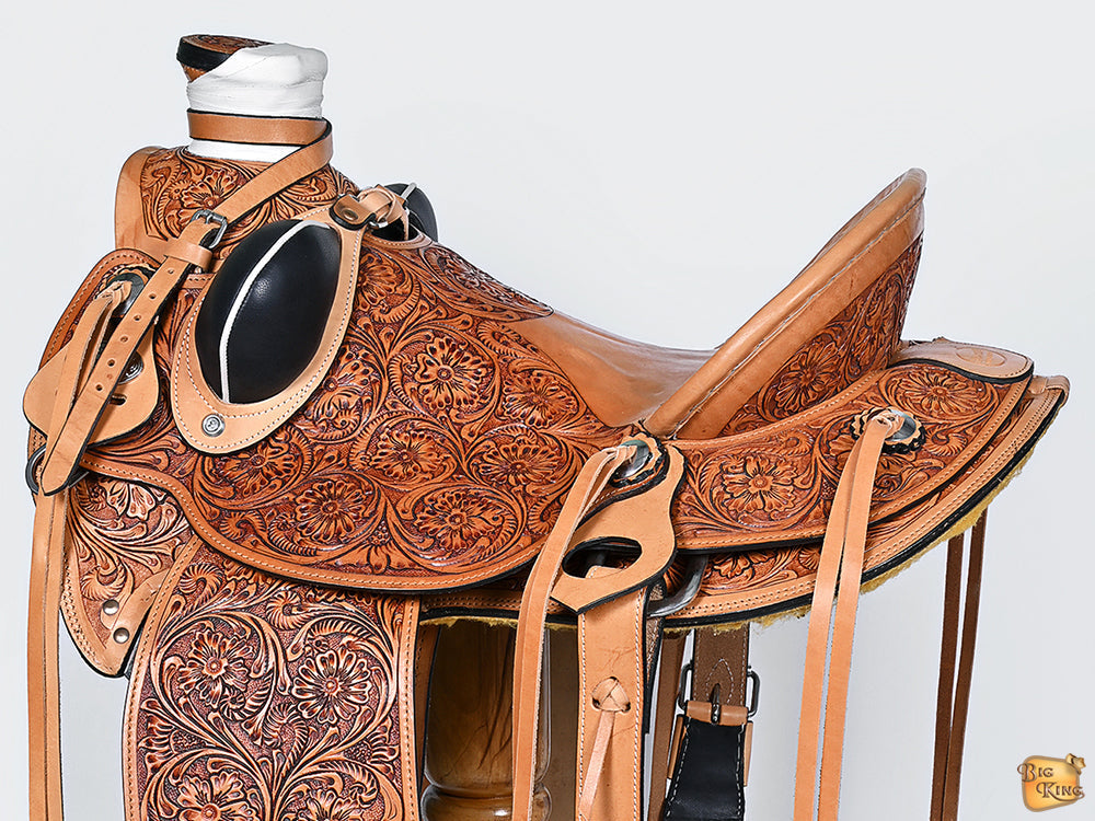 Hilason Western Horse Saddle Wade Ranch Roping American Leather Tan