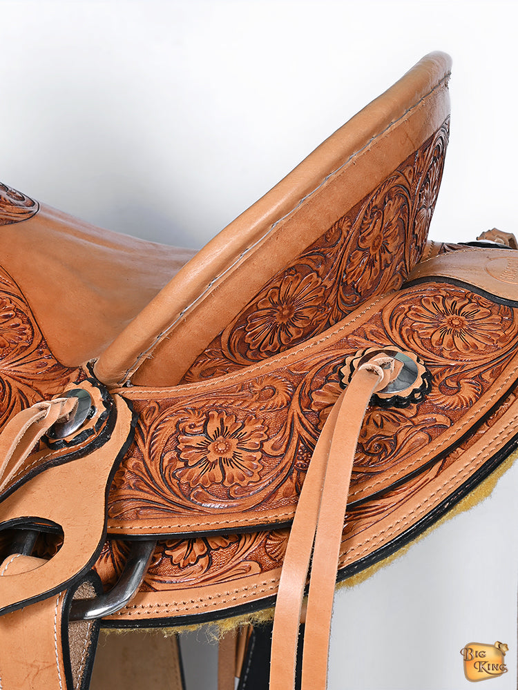 Hilason Western Horse Saddle Wade Ranch Roping American Leather Tan