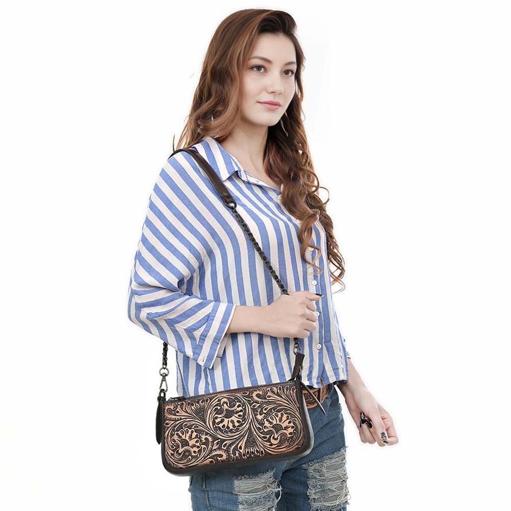 American Darling Small Crossbody Beautifully Hand Tooled Genuine Leather women bag western handbag purse