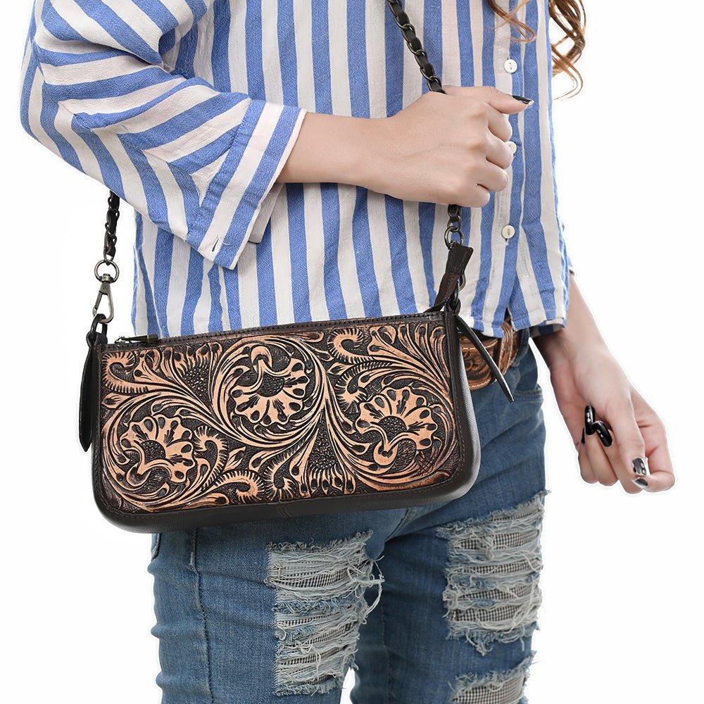 American Darling Small Crossbody Beautifully Hand Tooled Genuine Leather women bag western handbag purse