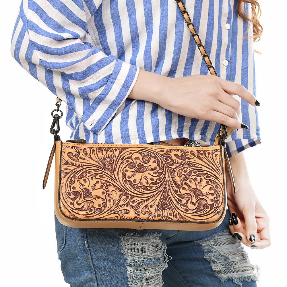 American Darling Small Crossbody Beautifully Hand Tooled Genuine Leather women bag western handbag purse