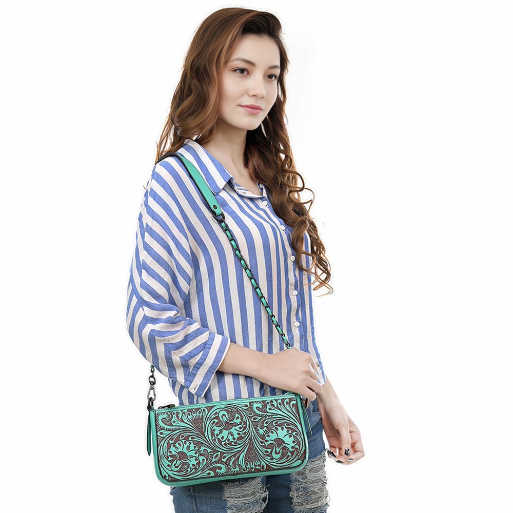 American Darling Small Crossbody Beautifully Hand Tooled Genuine Leather women bag western handbag purse