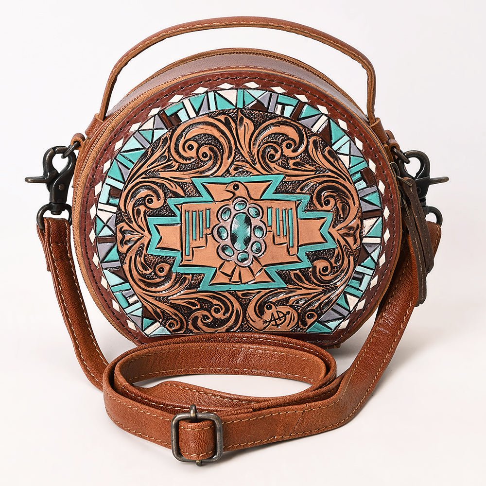 ADBG1611 Canteen Hand Tooled Genuine Western Leather Women Bag